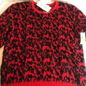 Two by Vince Camuto Eyelash Sweater Red/Black Sm